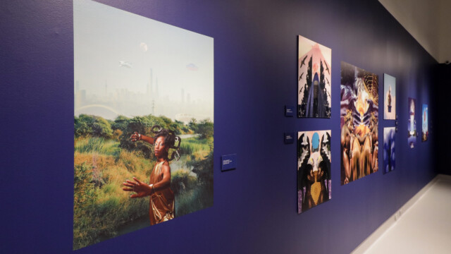 Anthony Gebrehiwot, Beyond the Veil of Time: Bridging Black Temporalities, 2025. Installation view. © Latcham Art Centre.